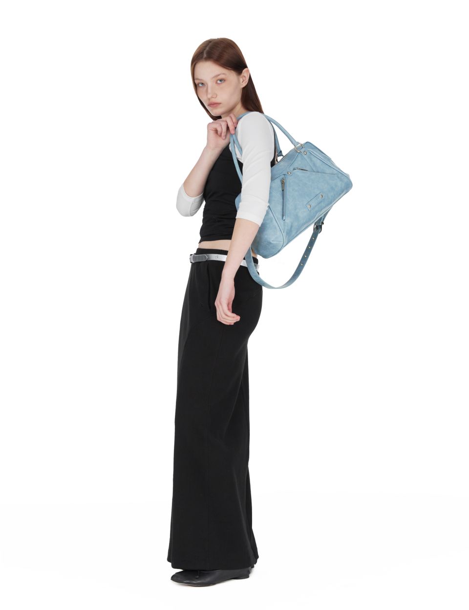MUSINSA | SUNBURNPROJECT Faux Leather M.O.S Bag, SKY BLUE