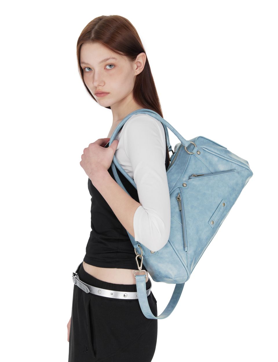 MUSINSA | SUNBURNPROJECT Faux Leather M.O.S Bag, SKY BLUE