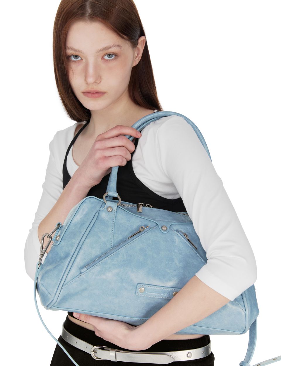 MUSINSA | SUNBURNPROJECT Faux Leather M.O.S Bag, SKY BLUE