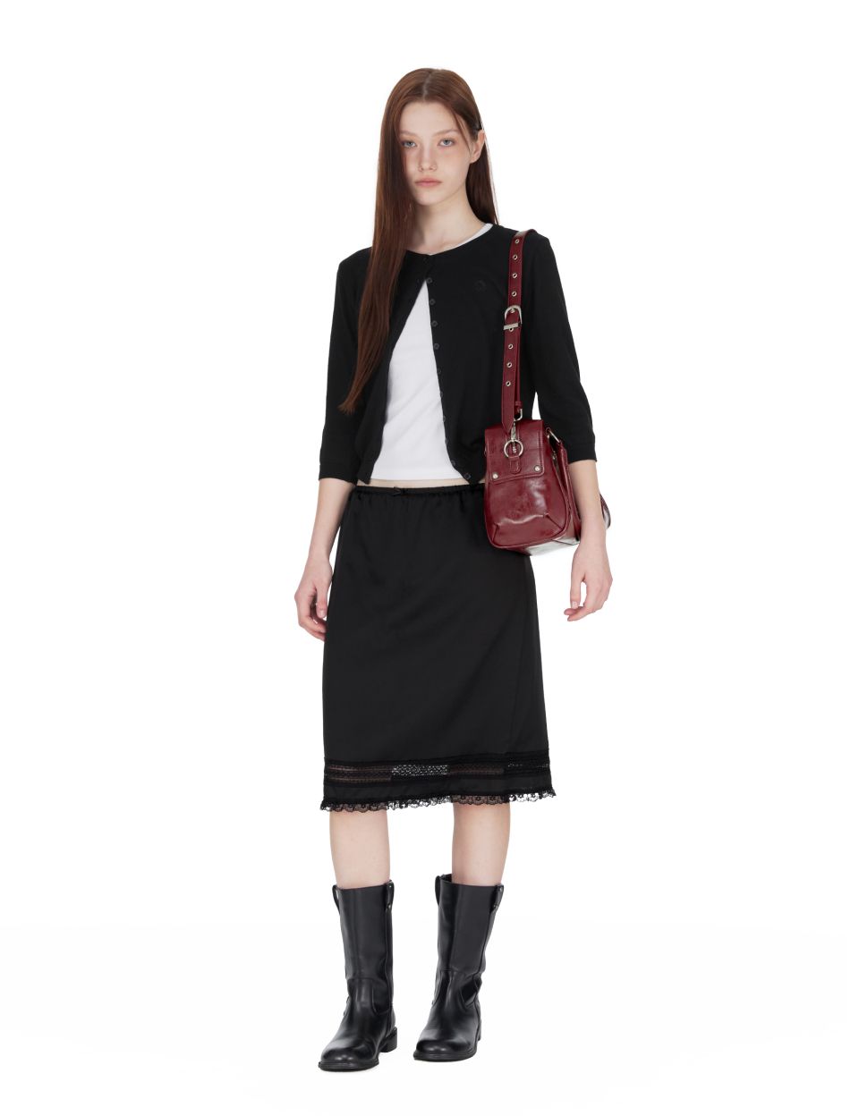 MUSINSA | SUNBURNPROJECT Faux Leather M.O.S Bag, BURGUNDY
