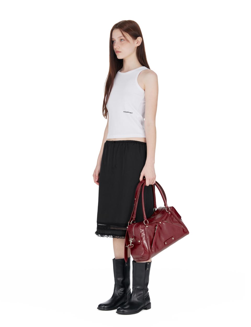 MUSINSA | SUNBURNPROJECT Faux Leather M.O.S Bag, BURGUNDY