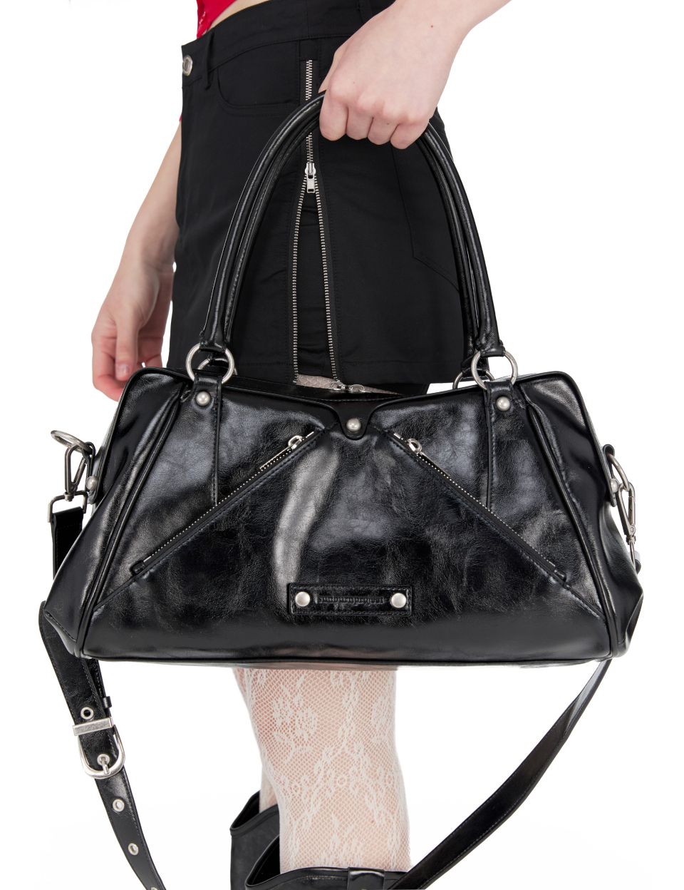 MUSINSA | SUNBURNPROJECT Faux Leather M.O.S Bag, BLACK