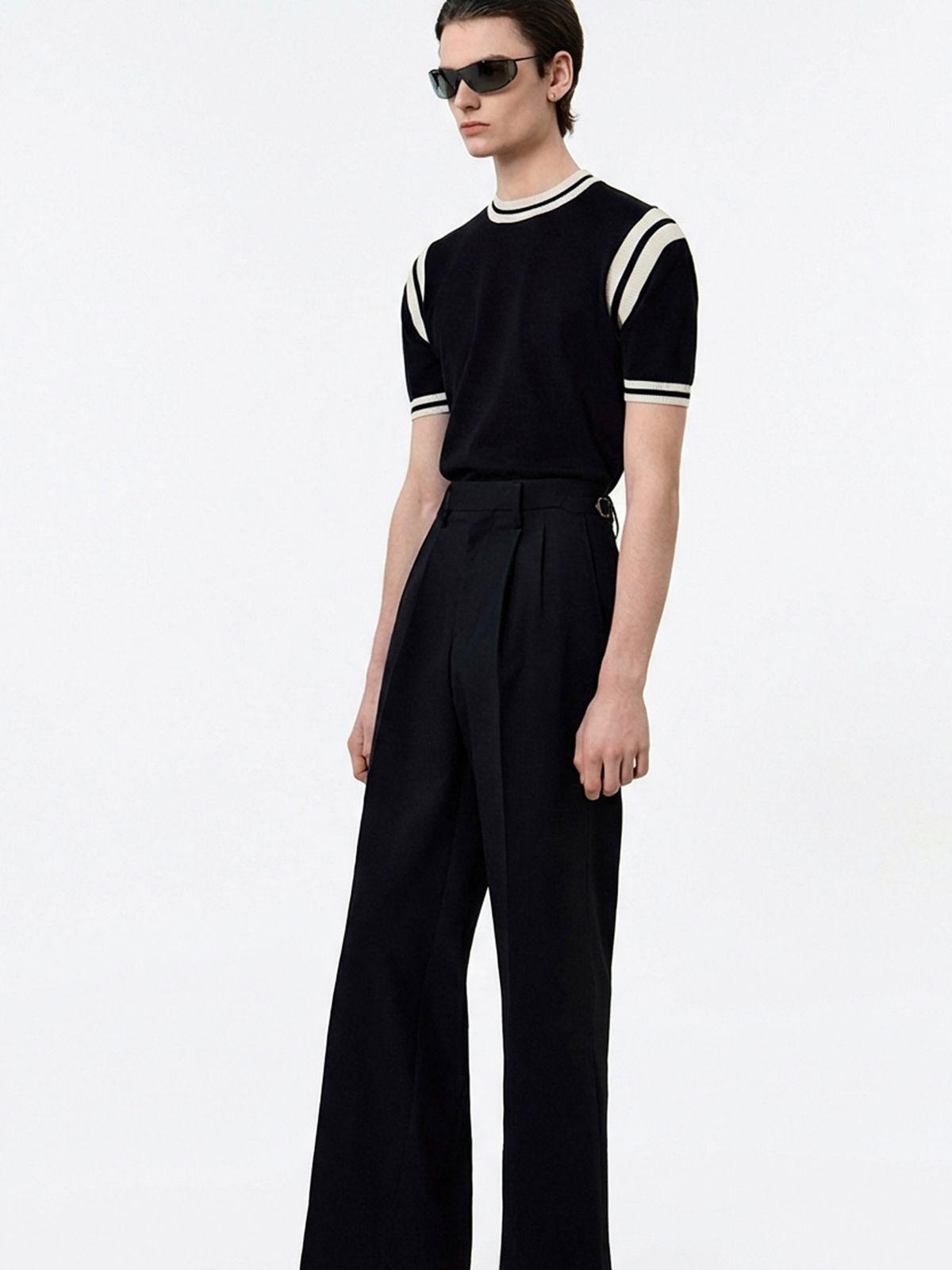 쿠르베(COURBE) Contrast Knitted jersey (Black)