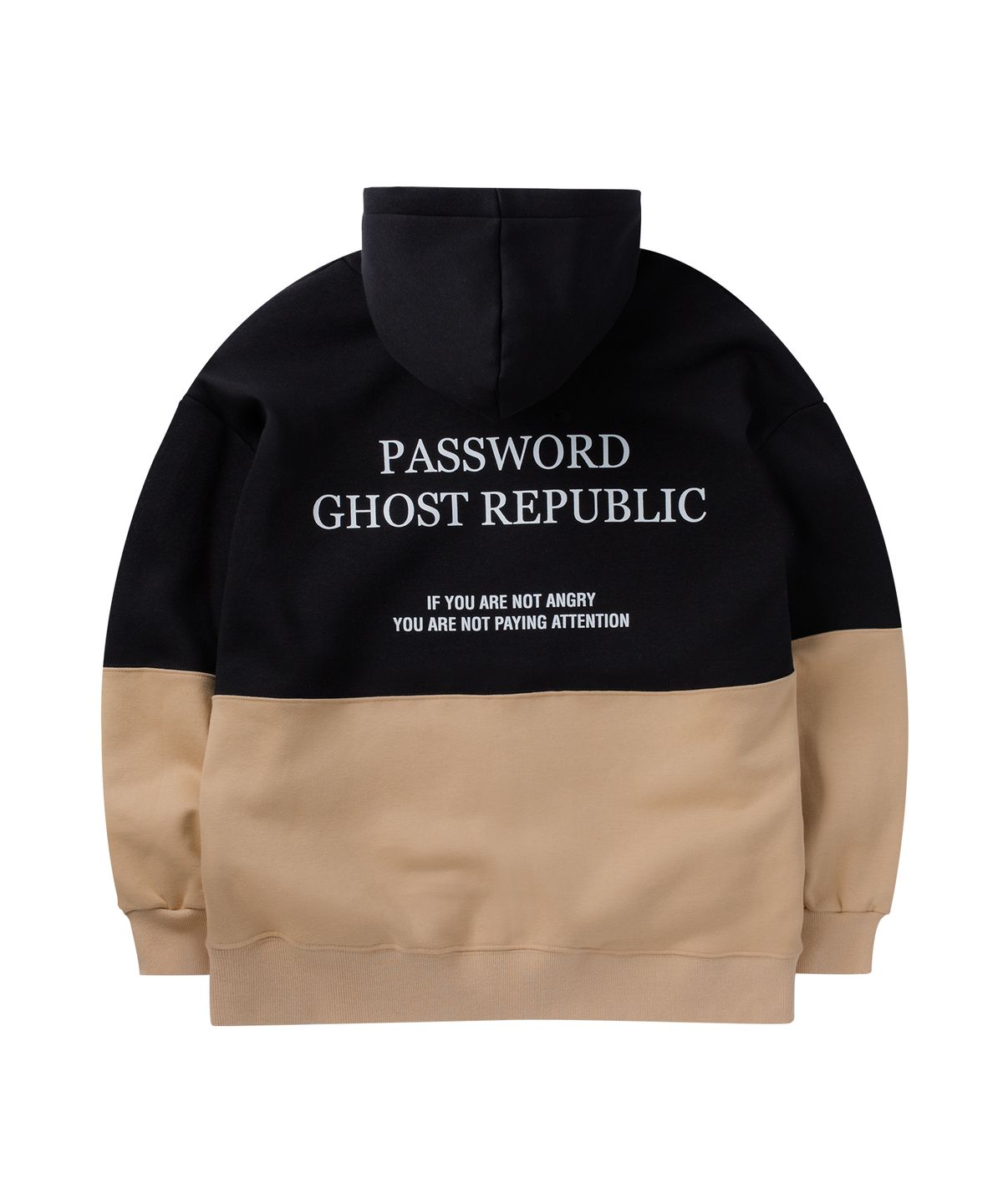 고스트리퍼블릭(GHOST REPUBLIC) 투톤 배색 오버핏 기모 후드집업 GHZ-260