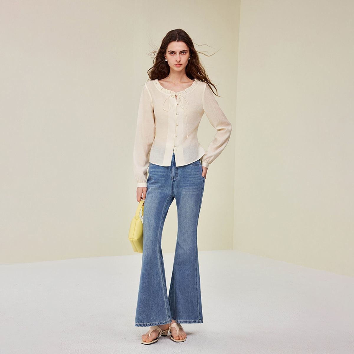 와이와이아이엠(YYIAM) YY_Sense lace collar tencel blouse