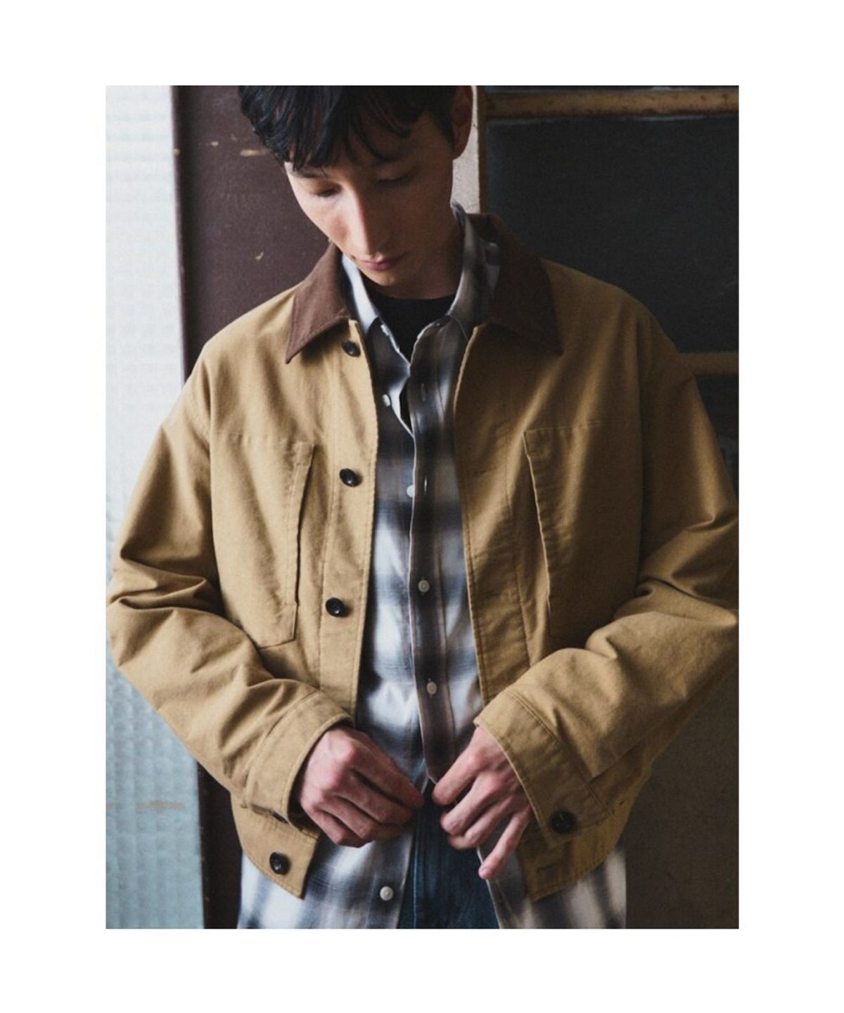 시프트지(SHIFT.G) Brushed cotton Trucker Jacket  Beige