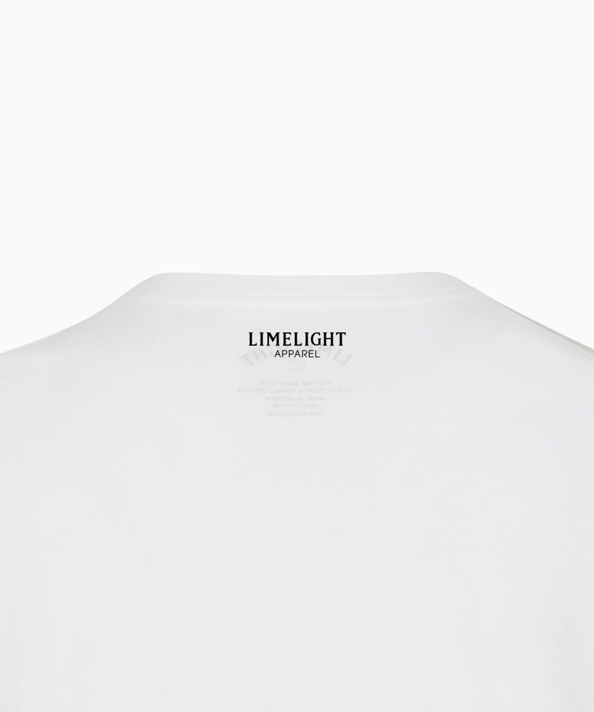 라임라잇 어패럴(LIMELIGHT APPAREL) 애슬릿 스탠다드 핏 백 로고 티셔츠 (화이트/블랙)