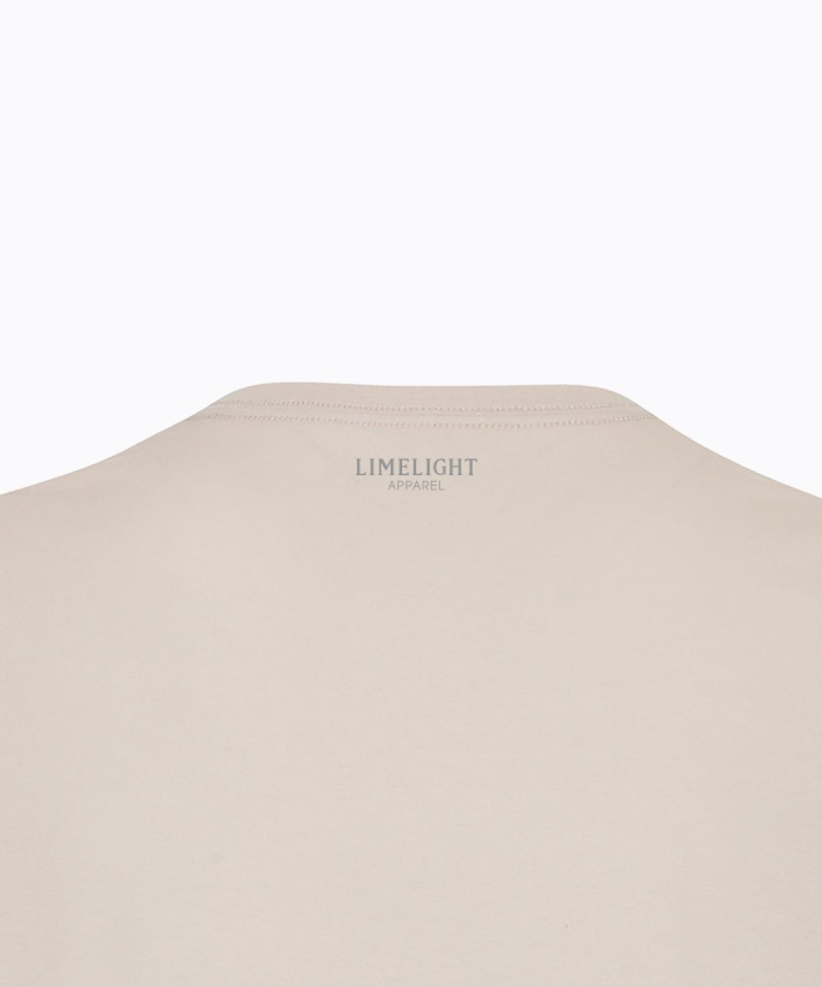 라임라잇 어패럴(LIMELIGHT APPAREL) 애슬릿 스탠다드 핏 백 로고 티셔츠 (샌드/그레이)