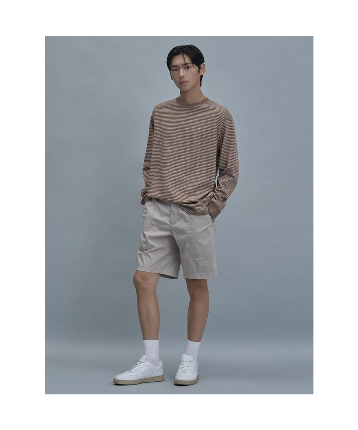 시프트지(SHIFT.G) Basic Stripe Ls Tee  Brown