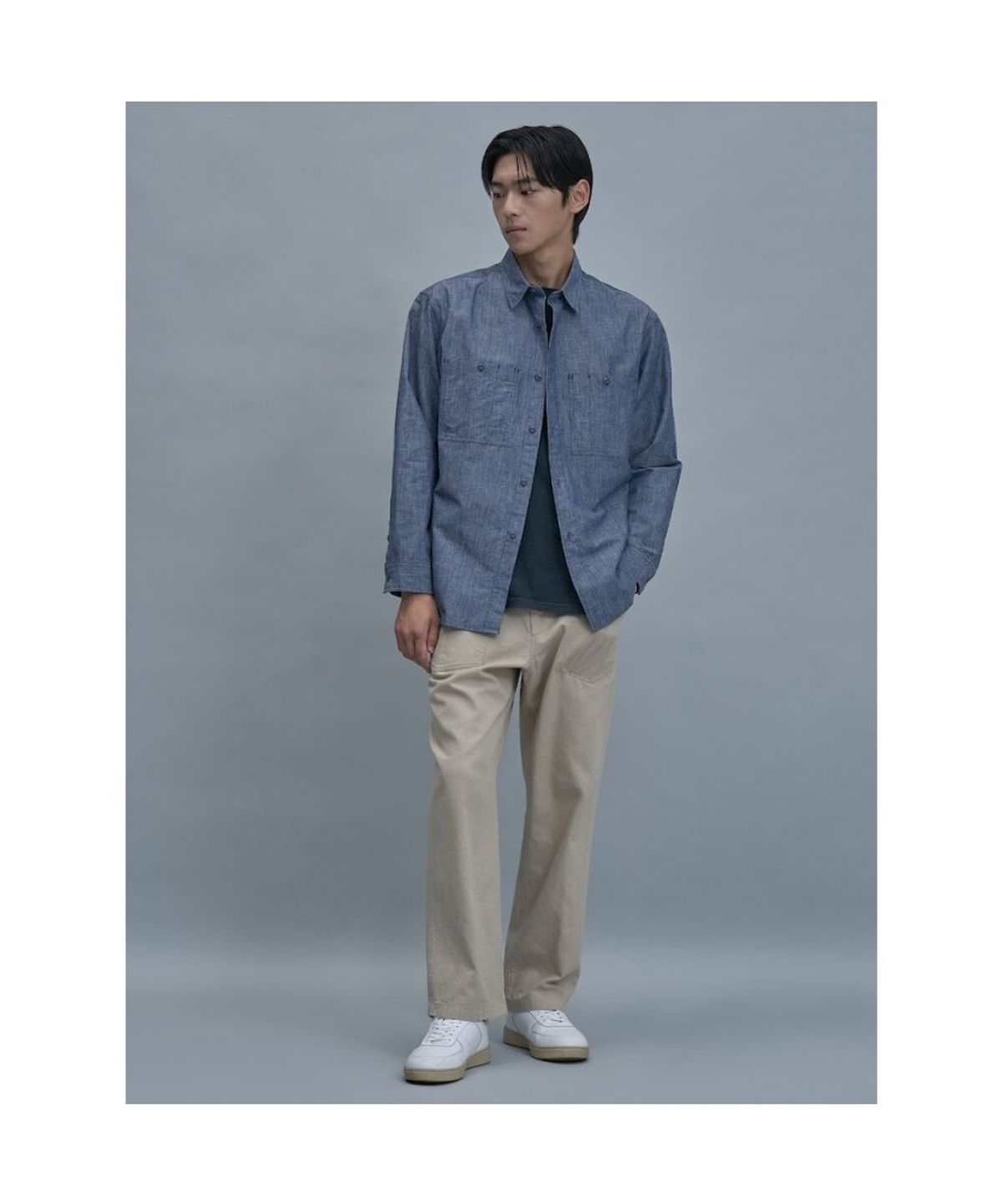 시프트지(SHIFT.G) Cotton Linen Work Shirt  Blue