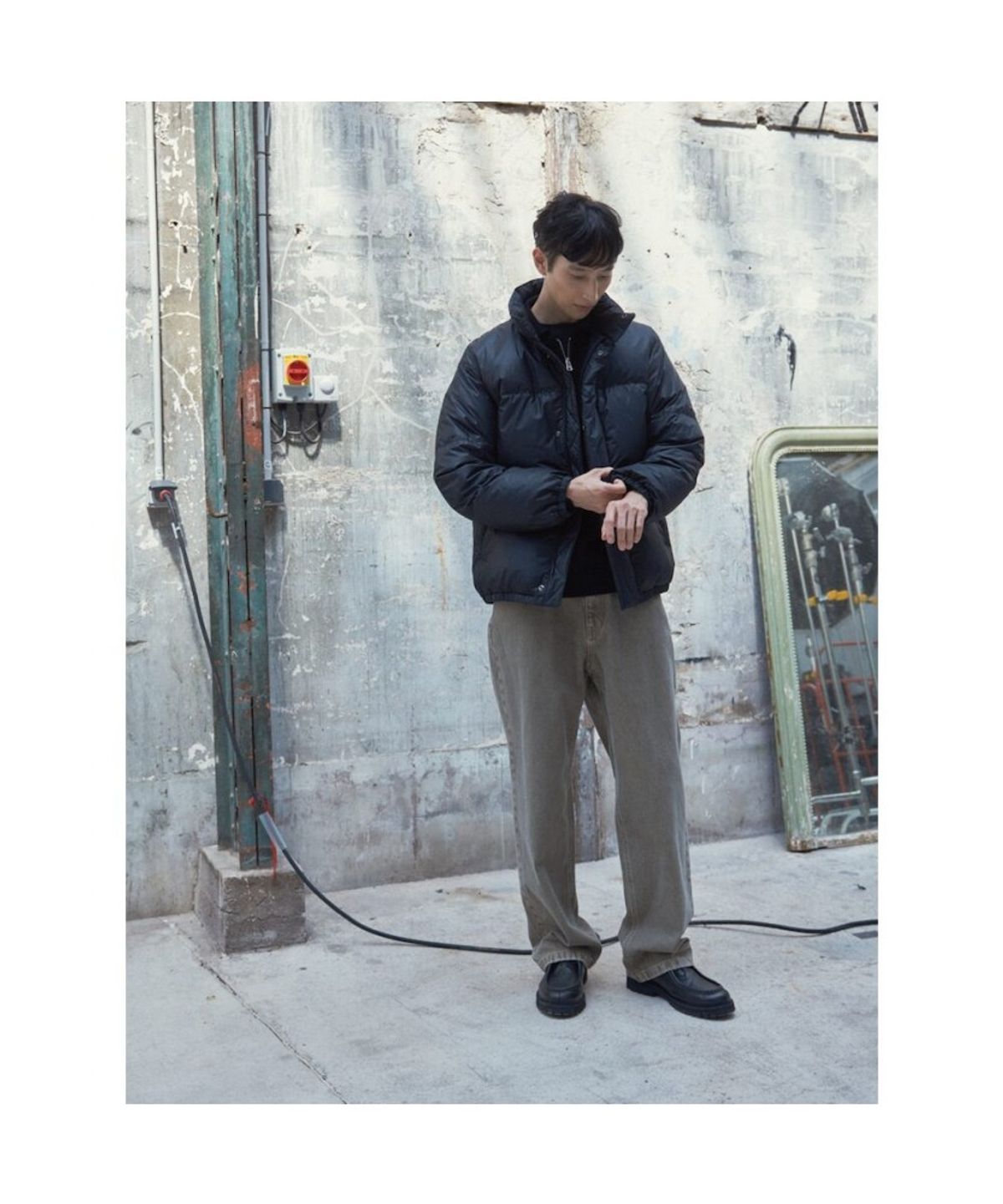 시프트지(SHIFT.G) Washed Wide Denim Pants  Khaki