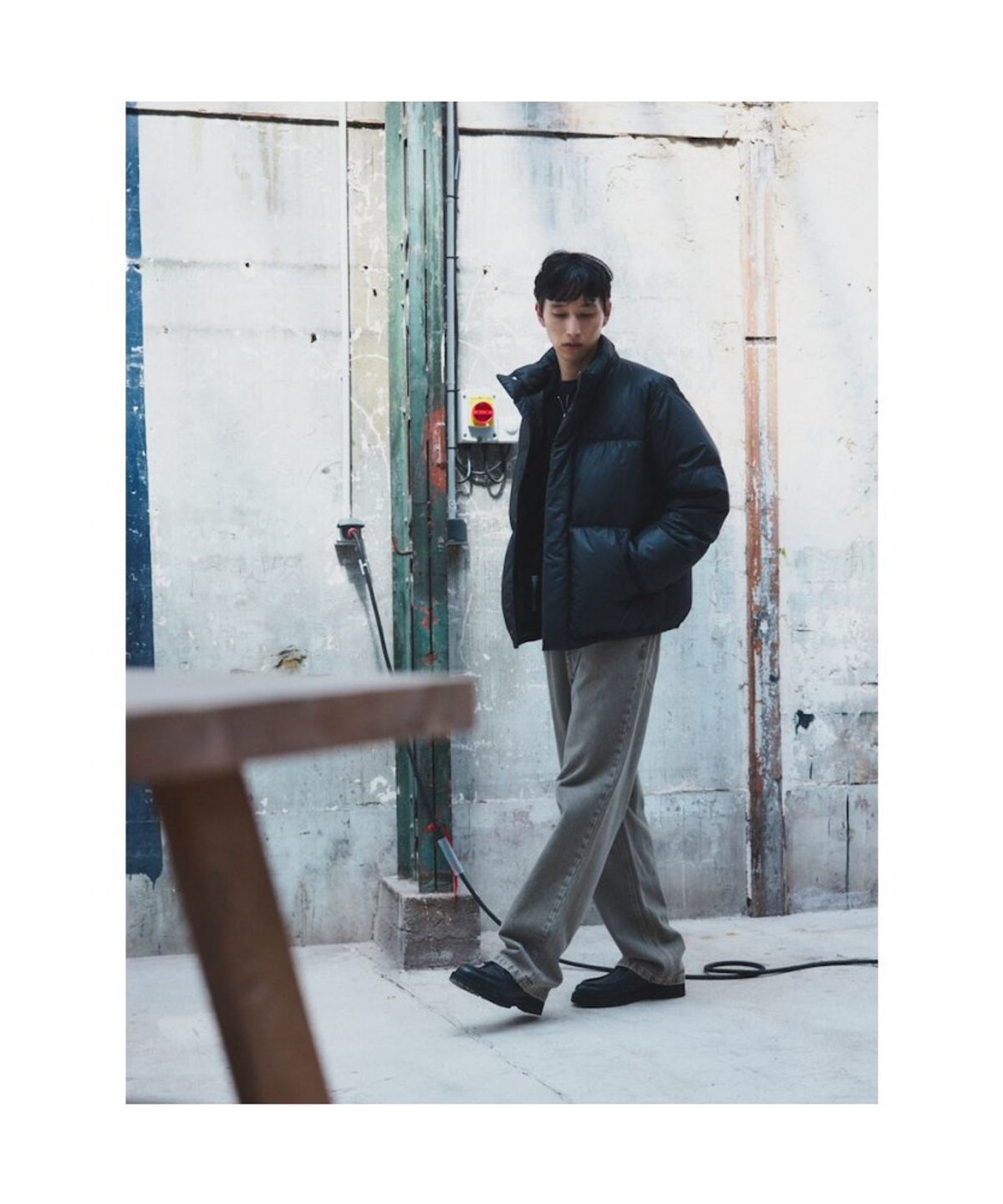 시프트지(SHIFT.G) Washed Wide Denim Pants  Khaki