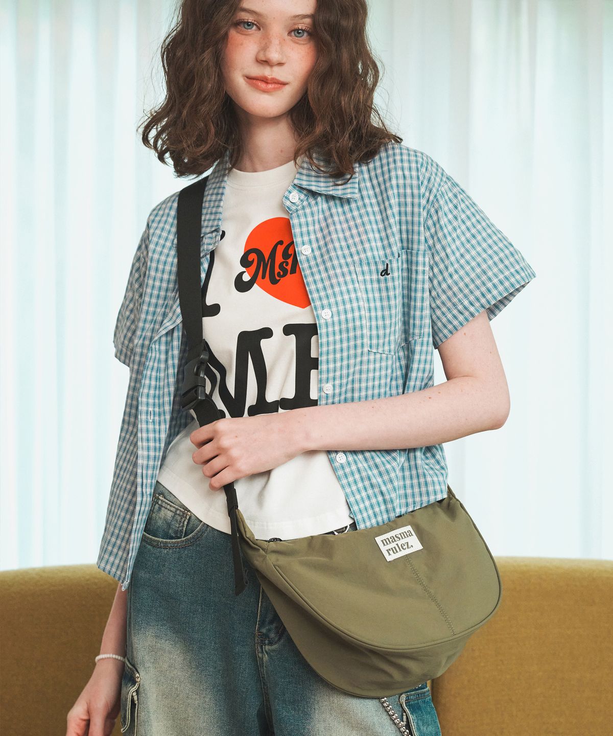 마스마룰즈(MASMARULEZ) mini ver. Halfmoon cross bag_Khaki