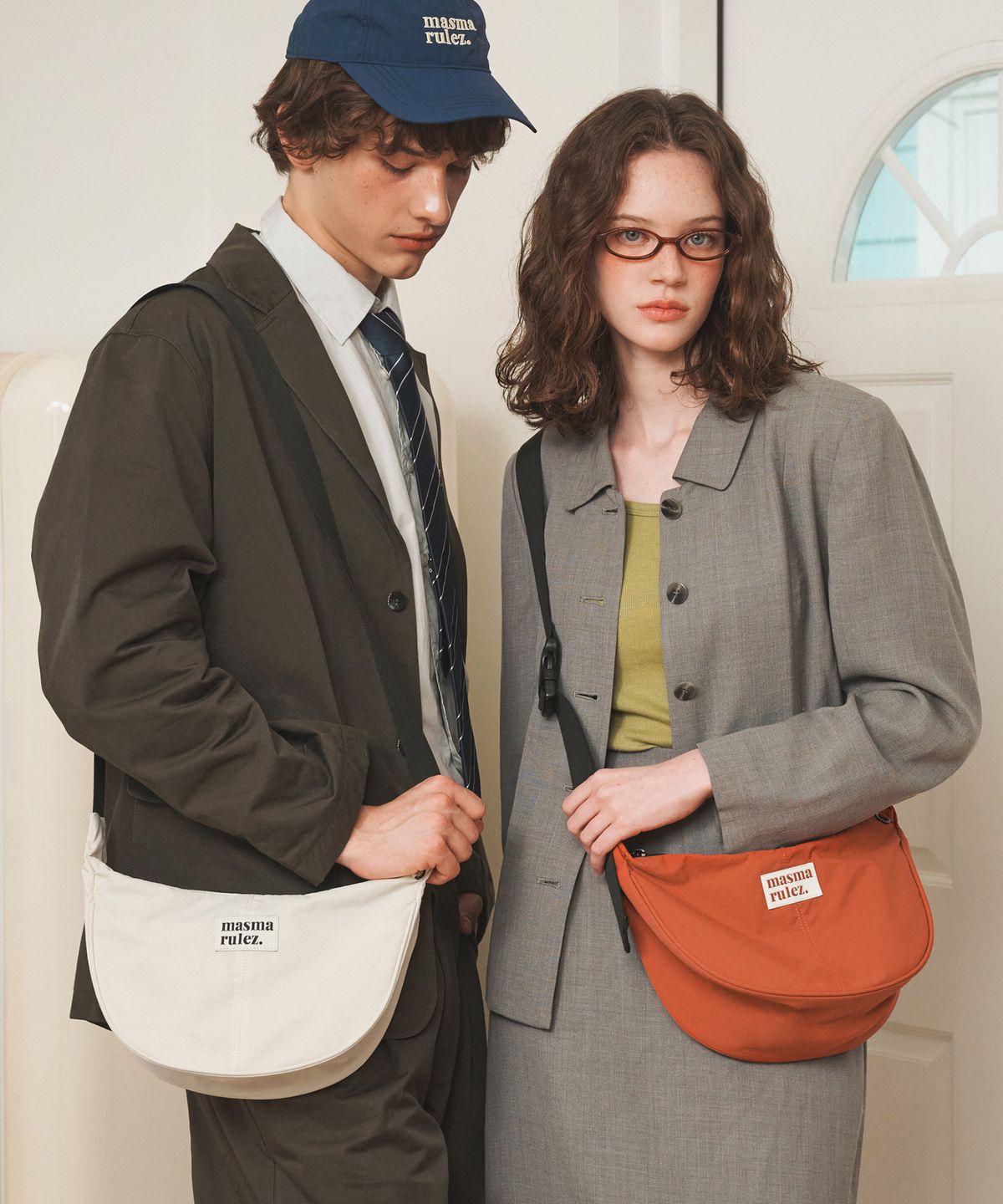 마스마룰즈(MASMARULEZ) mini ver. Halfmoon cross bag_Brick orange