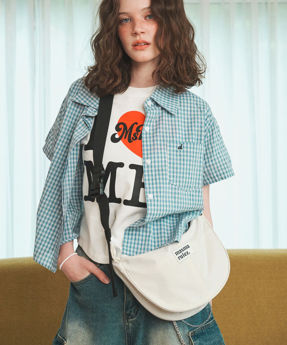 마스마룰즈(MASMARULEZ) mini ver. Halfmoon cross bag_Butter cream