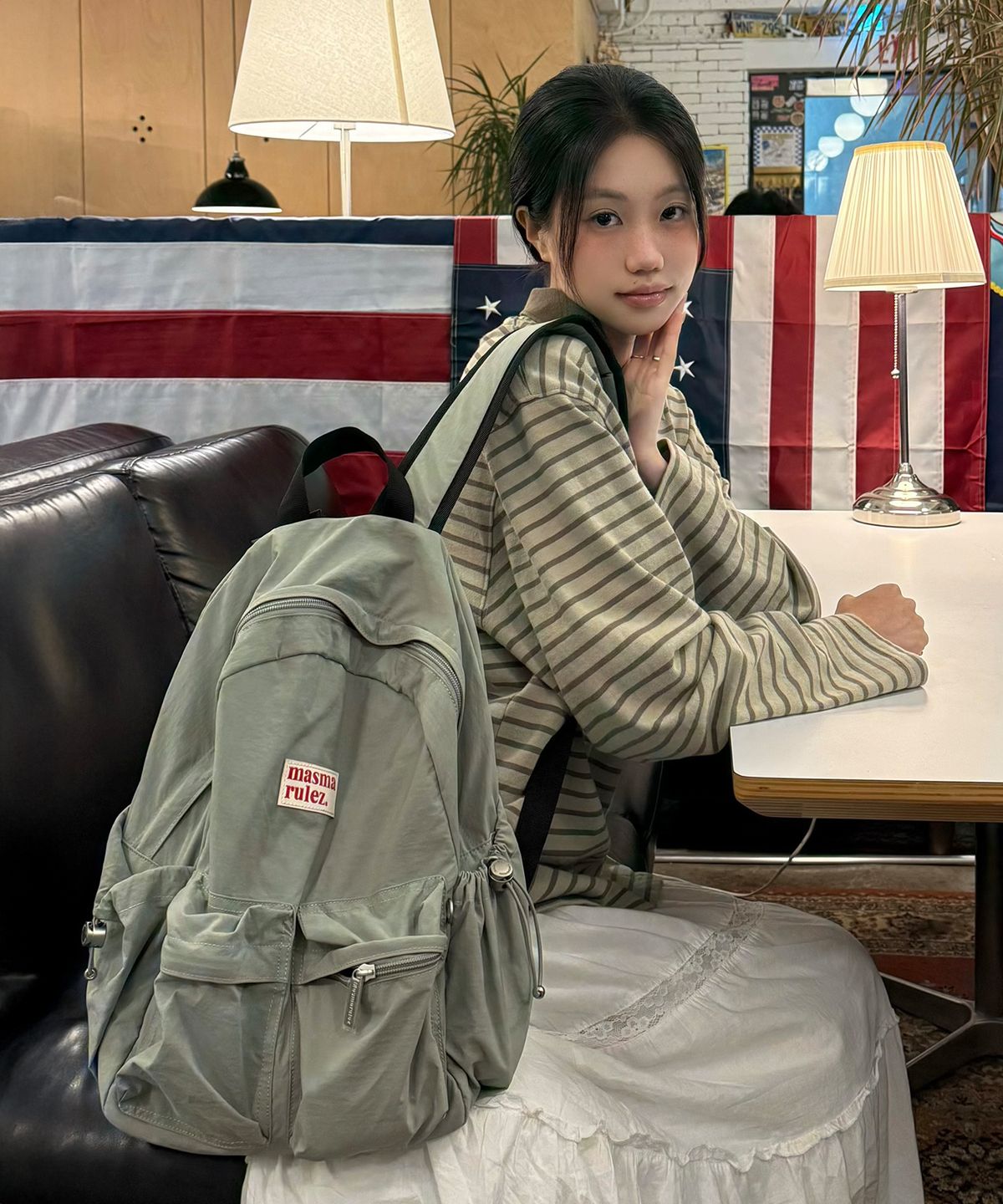마스마룰즈(MASMARULEZ) mini ver. Two pocket daily backpack_Khaki beige