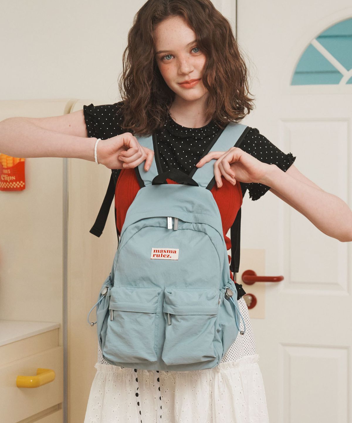 마스마룰즈(MASMARULEZ) mini ver. Two pocket daily backpack_Blue