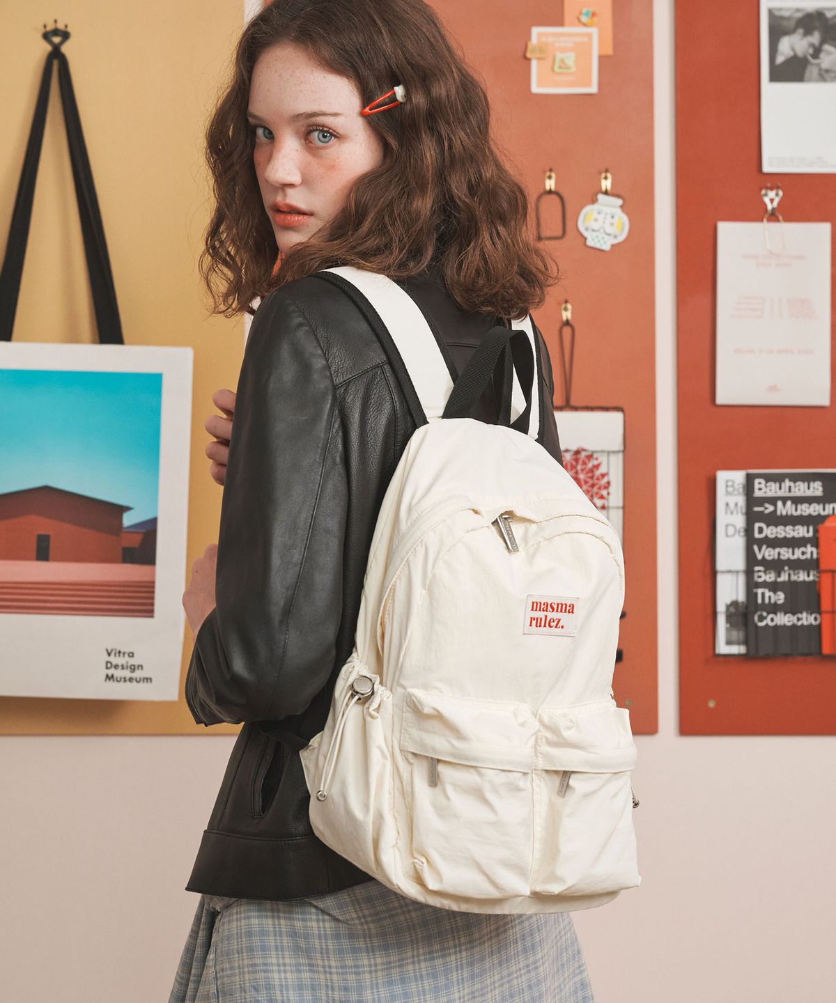 마스마룰즈(MASMARULEZ) mini ver. Two pocket daily backpack_Butter cream