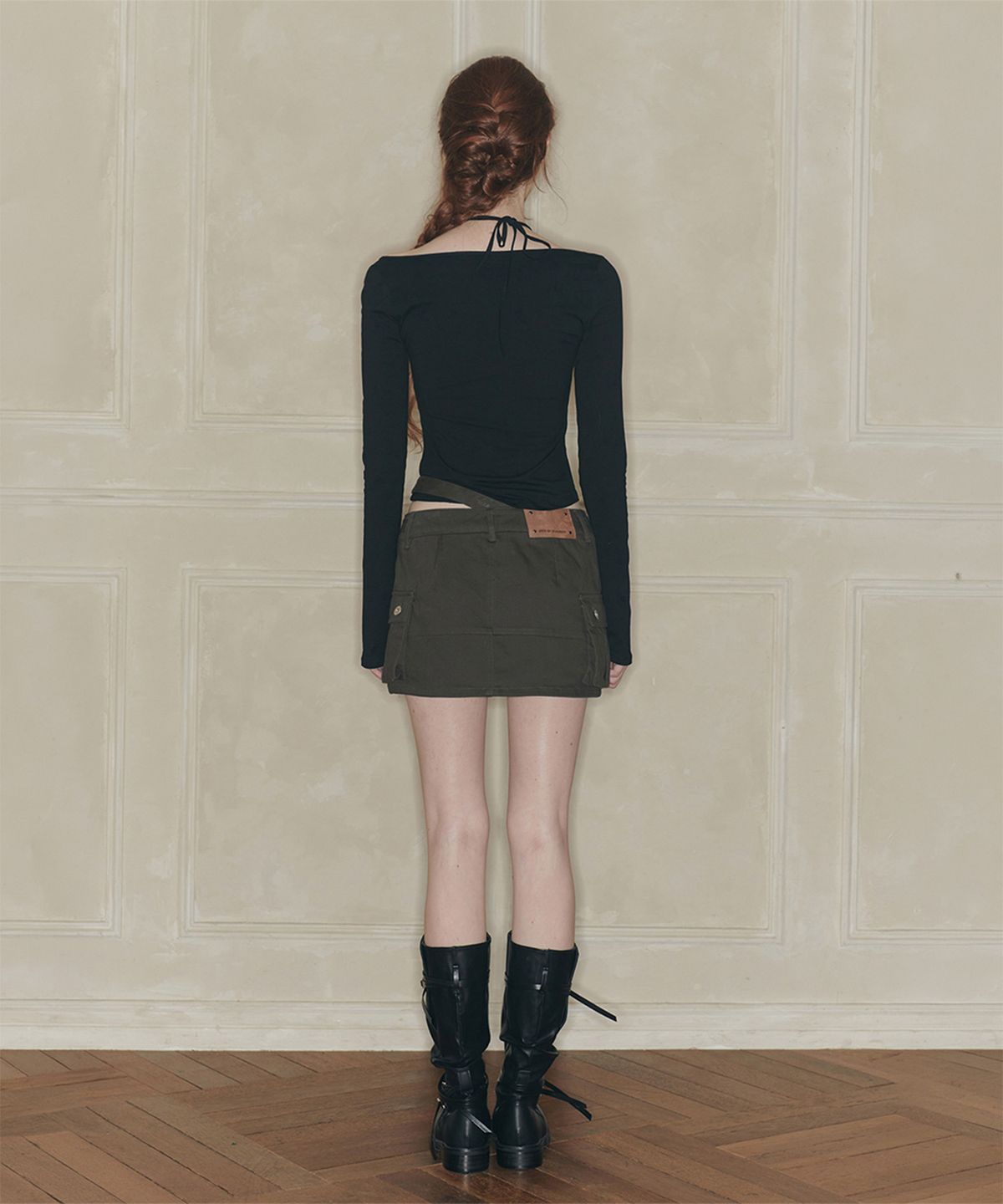 페인오어플레져(PAINORPLEASURE) NIX MINI SKIRT deep khaki