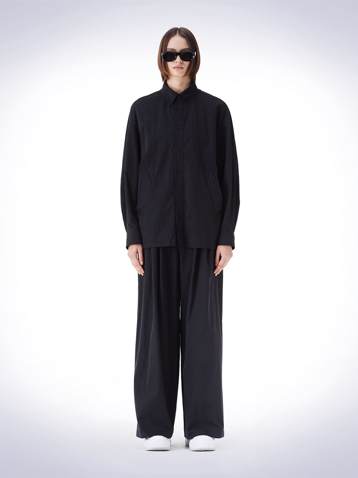하우스공칠이씨(HAUS072C) RAW CUT POKET HEM SHIRT BLACK