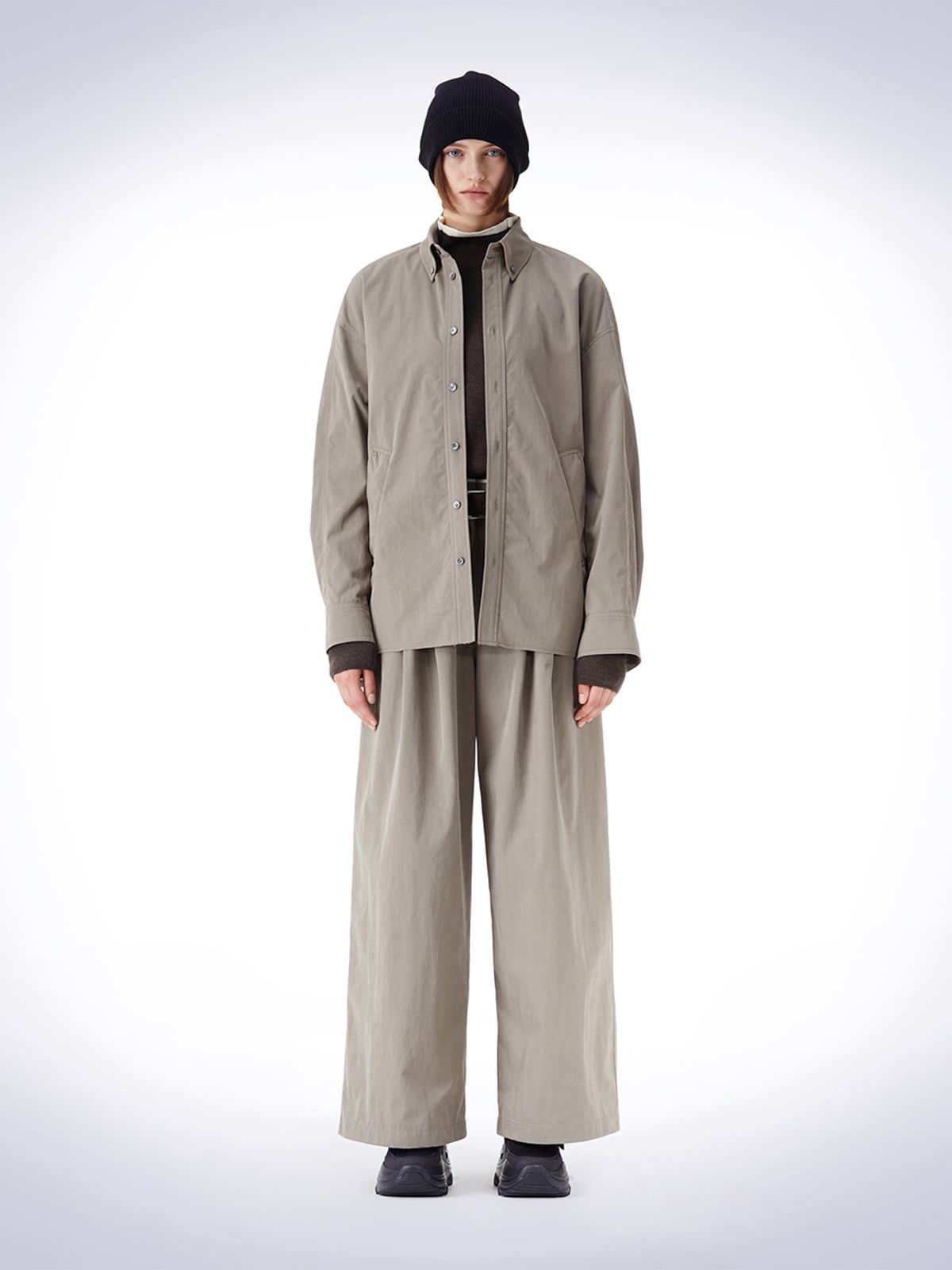하우스공칠이씨(HAUS072C) RAW CUT POKET HEM SHIRT GREY