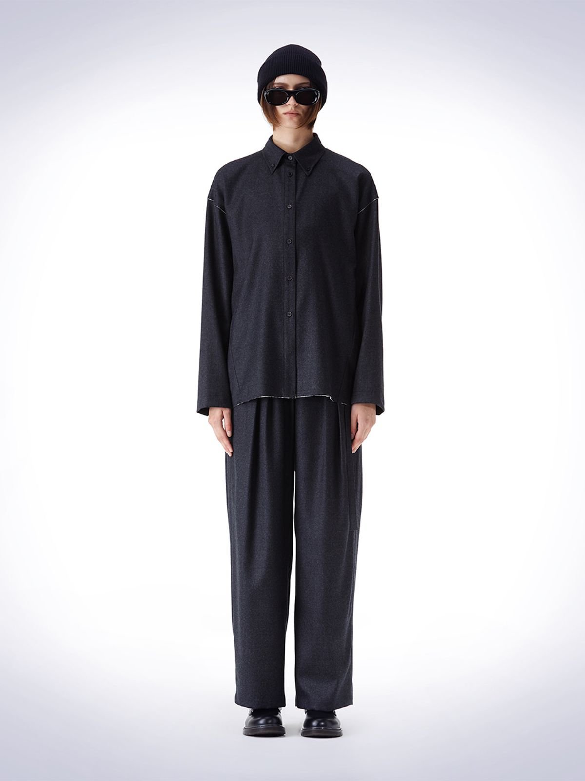 하우스공칠이씨(HAUS072C) DOLMAN SLEEVE WOOL SHIRT DARK GREY