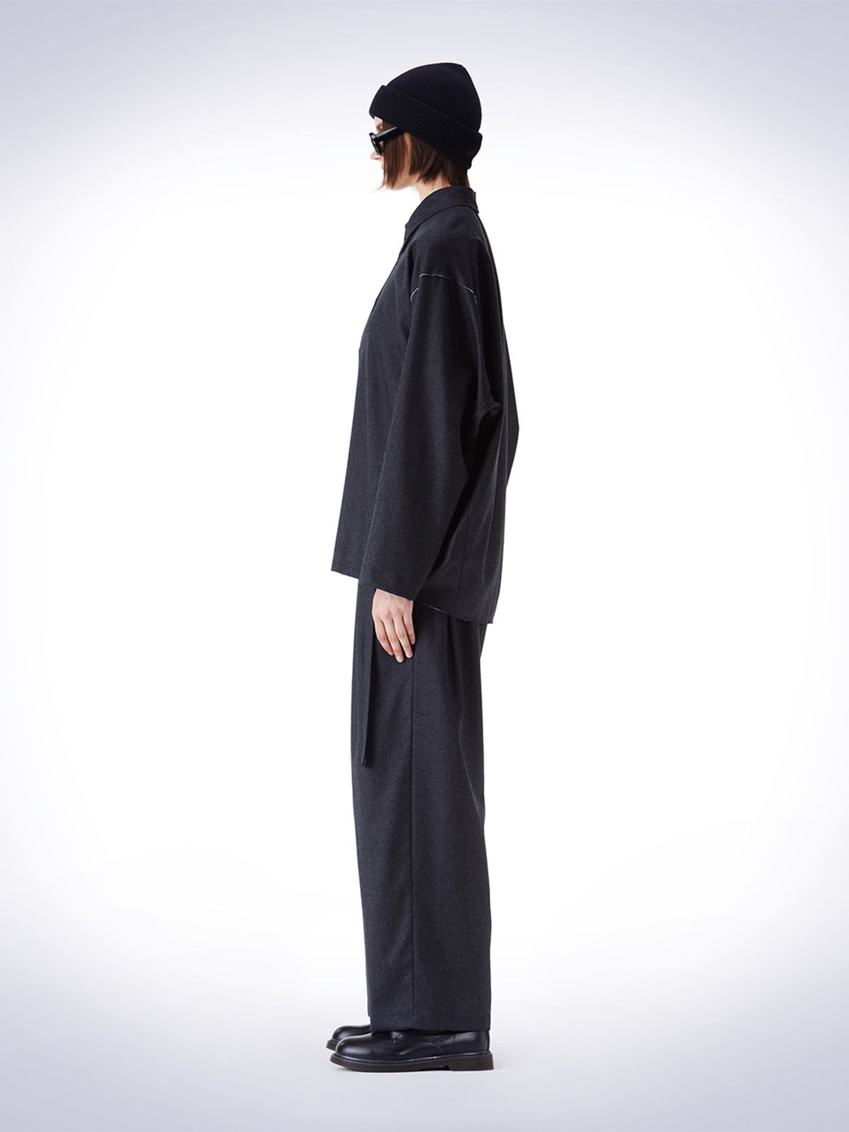 하우스공칠이씨(HAUS072C) DOLMAN SLEEVE WOOL SHIRT DARK GREY