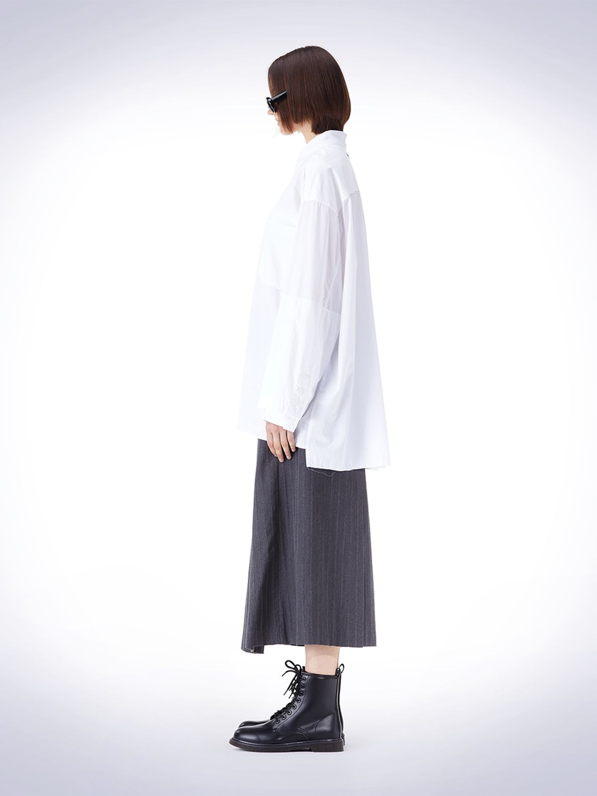 하우스공칠이씨(HAUS072C) DOUBLE LAYERED SLEEVE SHIRT WHITE