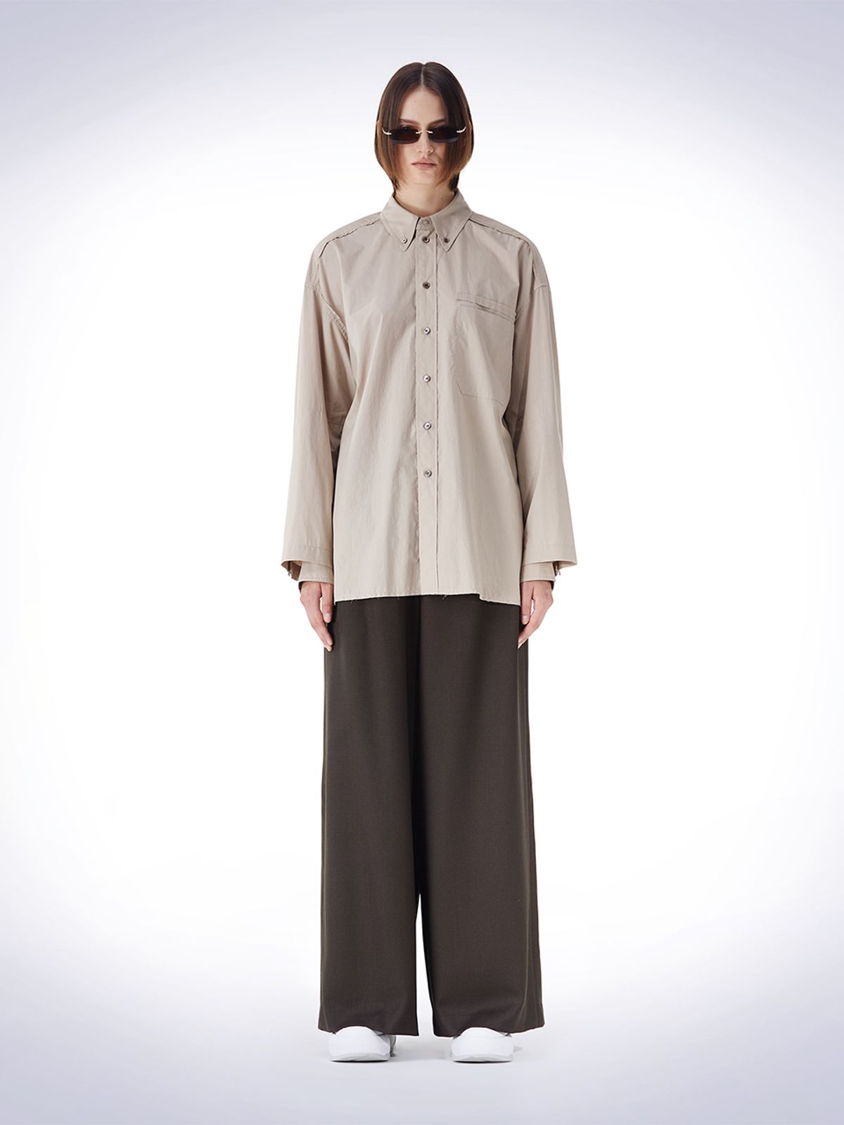 하우스공칠이씨(HAUS072C) DOUBLE LAYERED SLEEVE SHIRT BEIGE