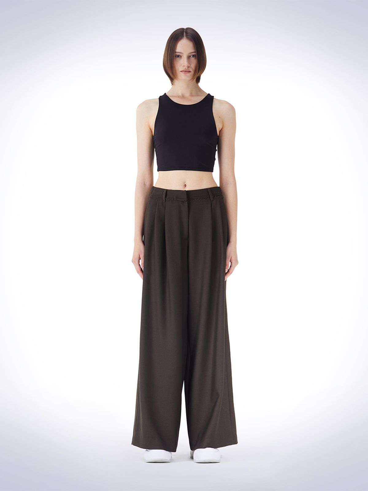 하우스공칠이씨(HAUS072C) WAIST DETAIL WIDE WOOL PANTS BROWN