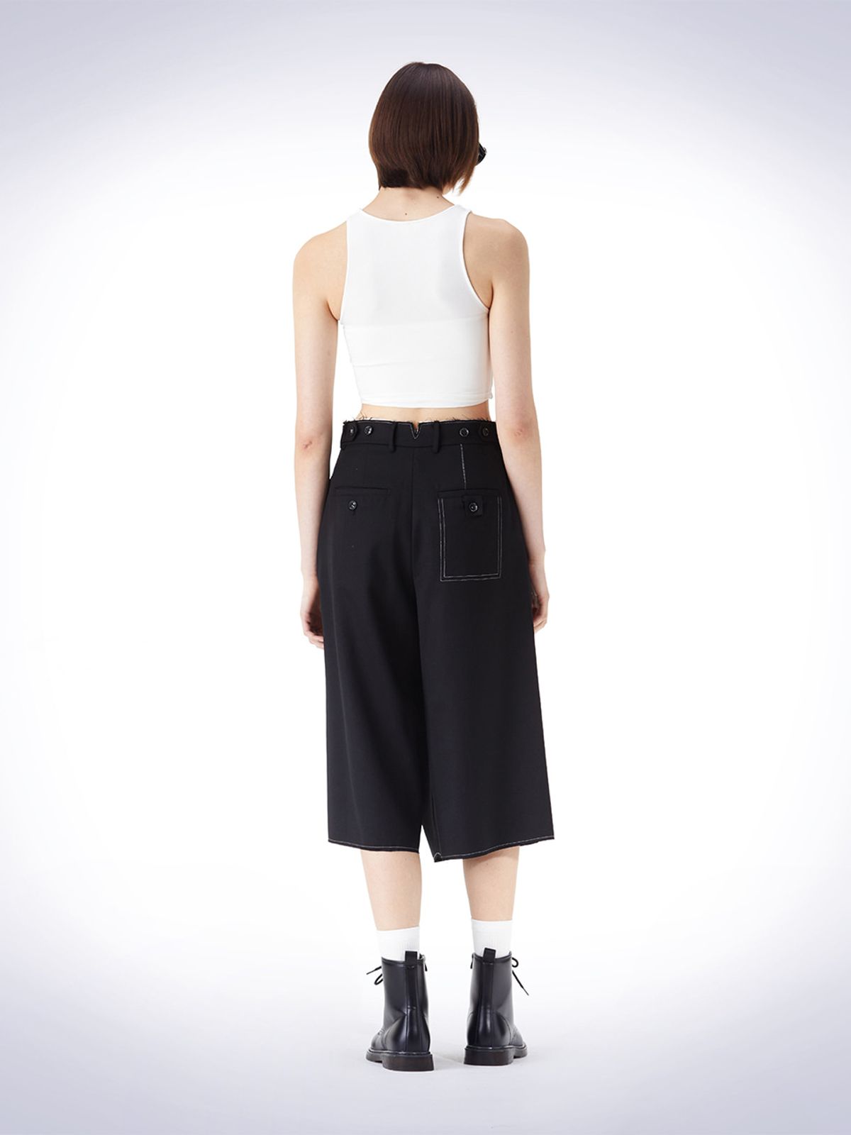 하우스공칠이씨(HAUS072C) BERMUDA WRAP PANTS BLACK