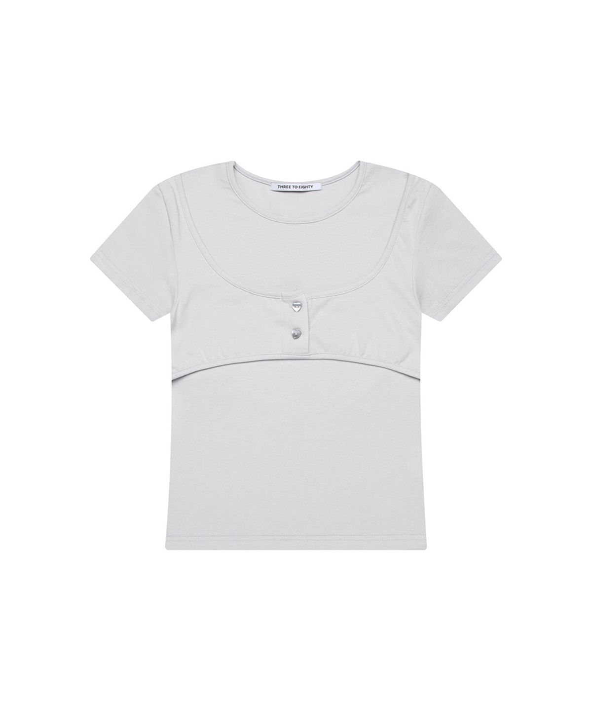 쓰리투에이티(THREE TO EIGHTY) MOCK BUSTIER LAYER TEE GREY