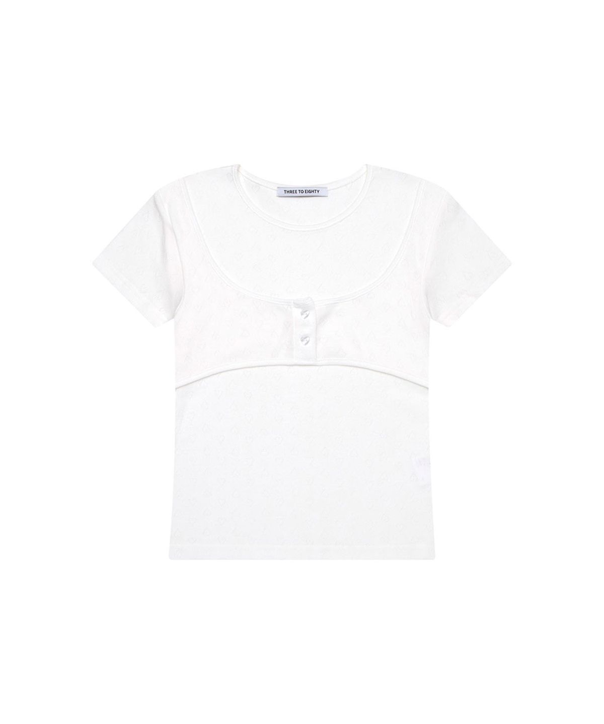 쓰리투에이티(THREE TO EIGHTY) MOCK BUSTIER LAYER TEE WHITE