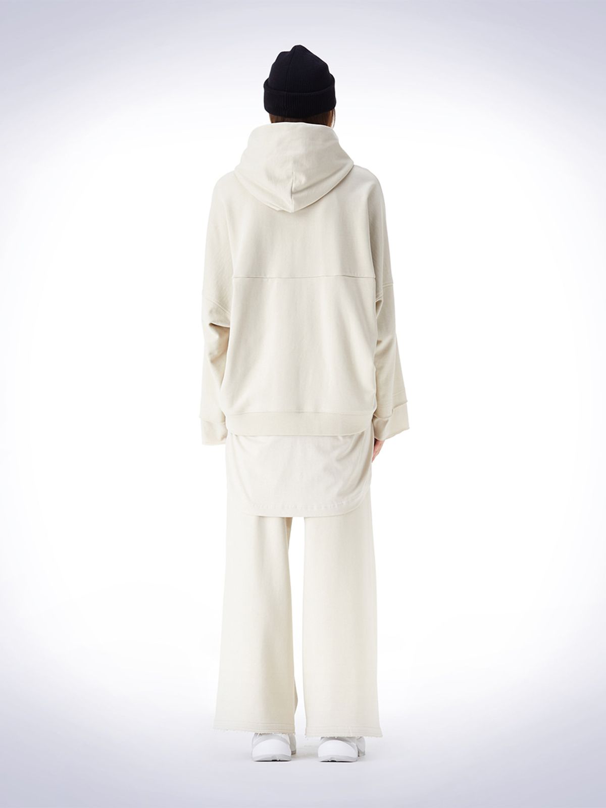 하우스공칠이씨(HAUS072C) LAYERED OVERFIT HOODIE T-SHIRT IVORY