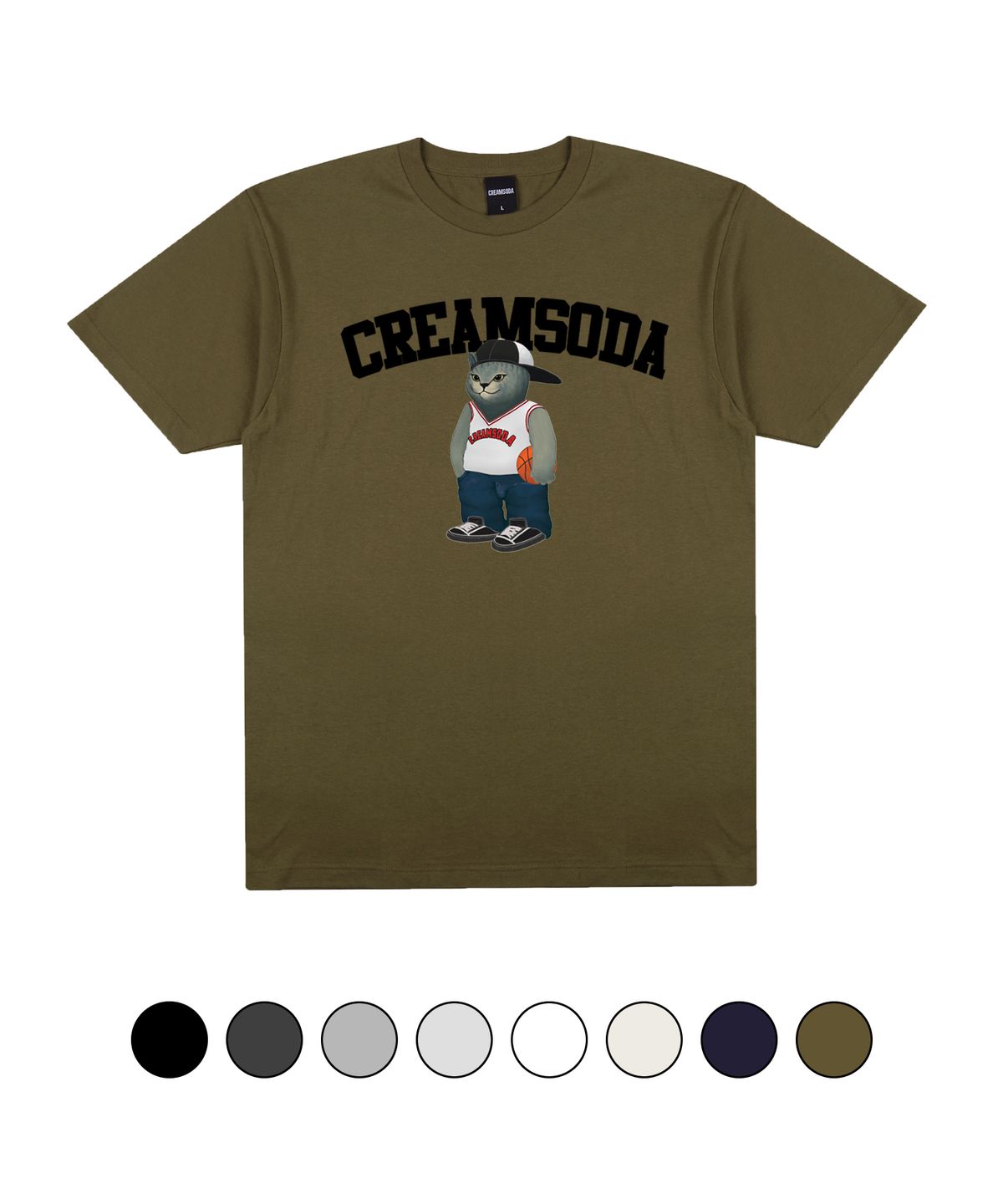 크림소다랩(CREAM SODA LAB) 크림소다 그레이 바스켓볼 반팔 티셔츠
