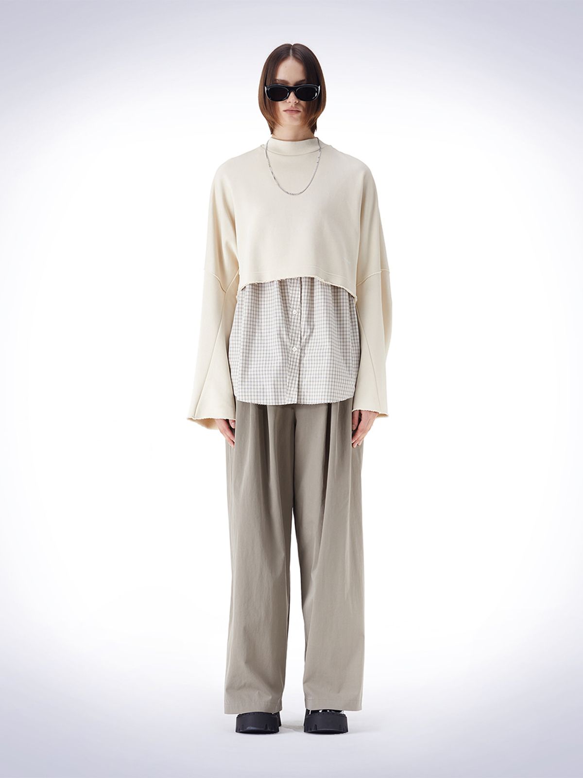하우스공칠이씨(HAUS072C) SHIRTS LAYERD OVER FIT T-SHIRT IVORY