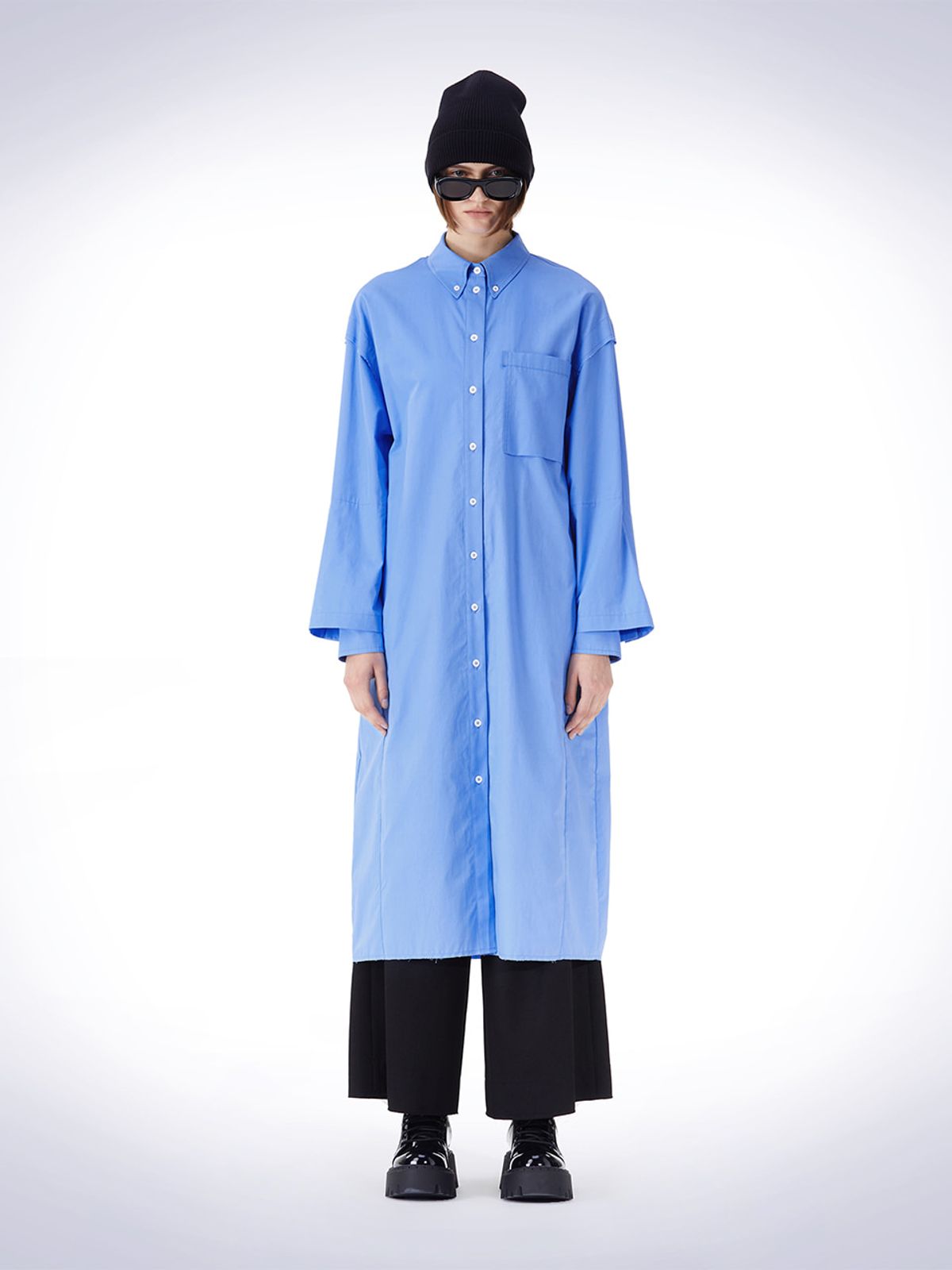 하우스공칠이씨(HAUS072C) DOUBLE LAYERED SLEEVE ONEPIECE BLUE