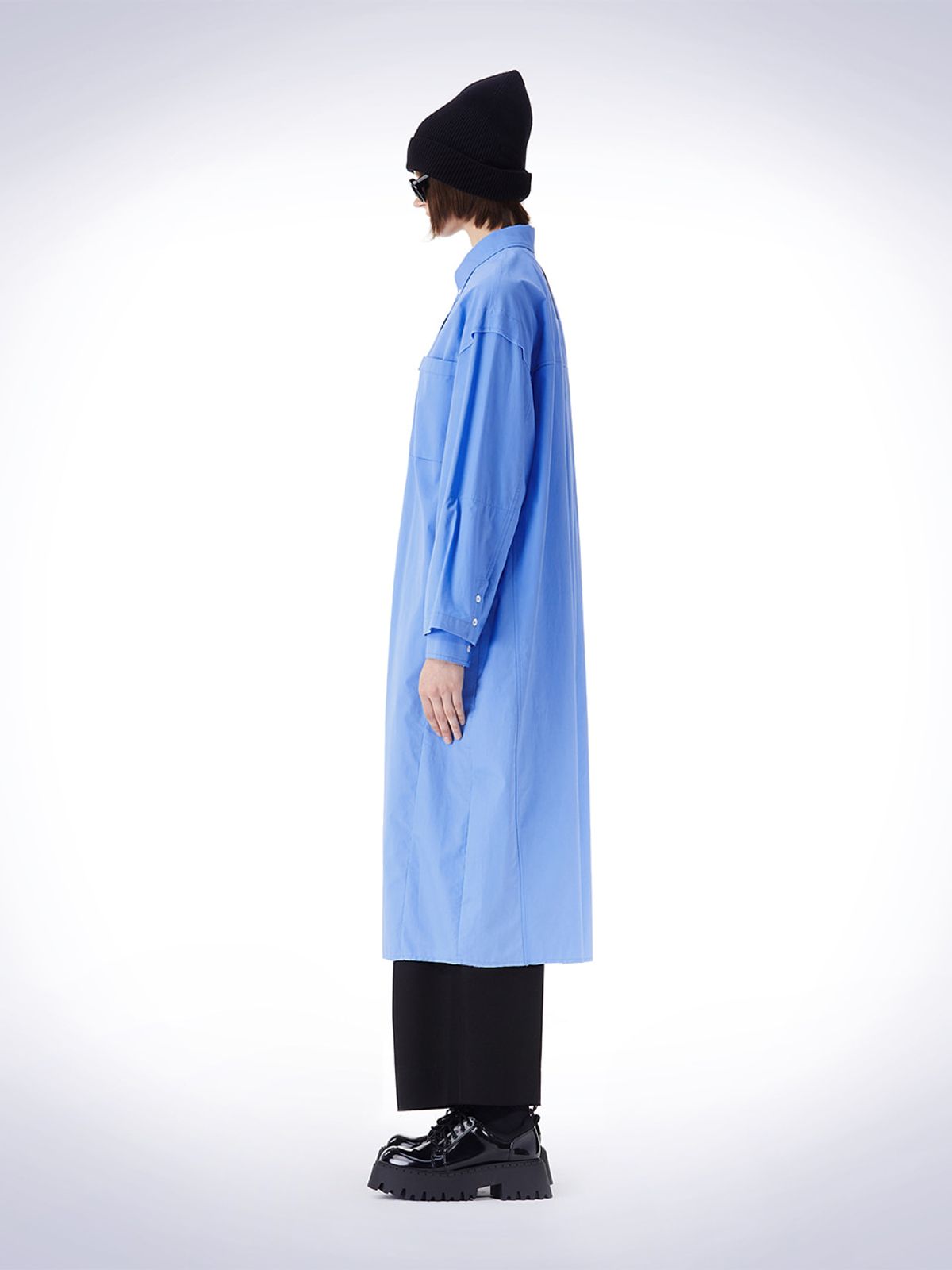 하우스공칠이씨(HAUS072C) DOUBLE LAYERED SLEEVE ONEPIECE BLUE