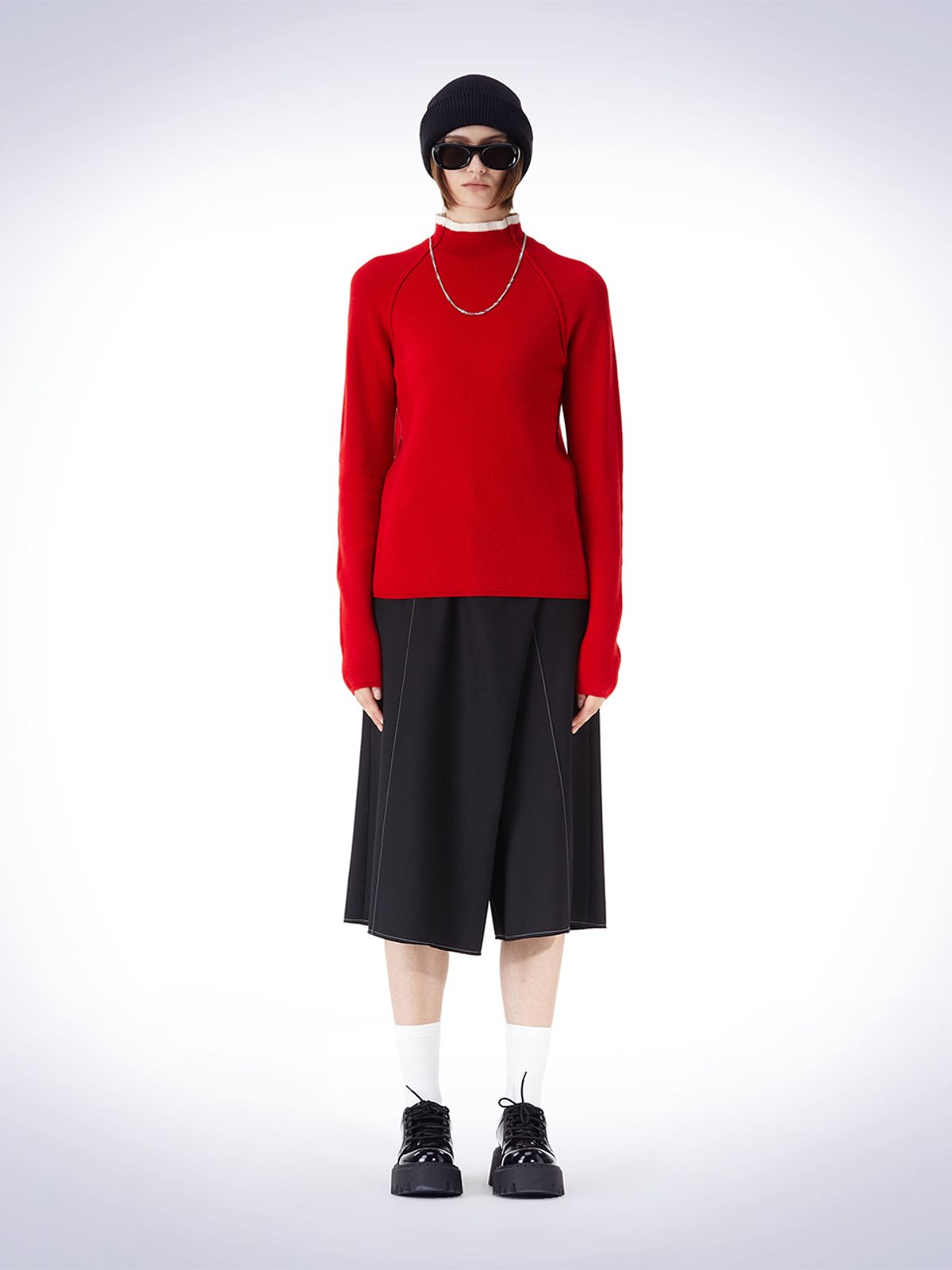 하우스공칠이씨(HAUS072C) RAGLAM ARRANGE TURTLE KNIT RED