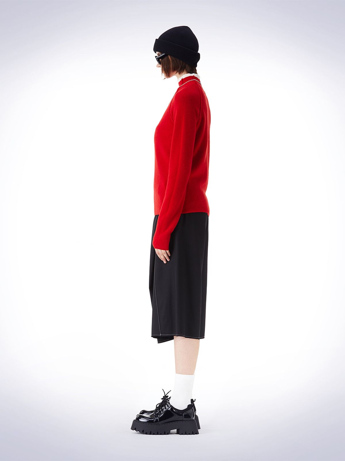 하우스공칠이씨(HAUS072C) RAGLAM ARRANGE TURTLE KNIT RED