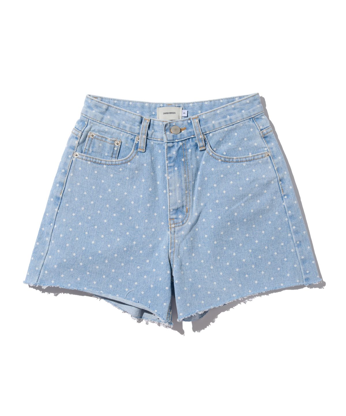 카고브로스 포 우먼(CARGOBROS FOR WOMAN) 도트 컷오프 데님 반바지 (연청)
