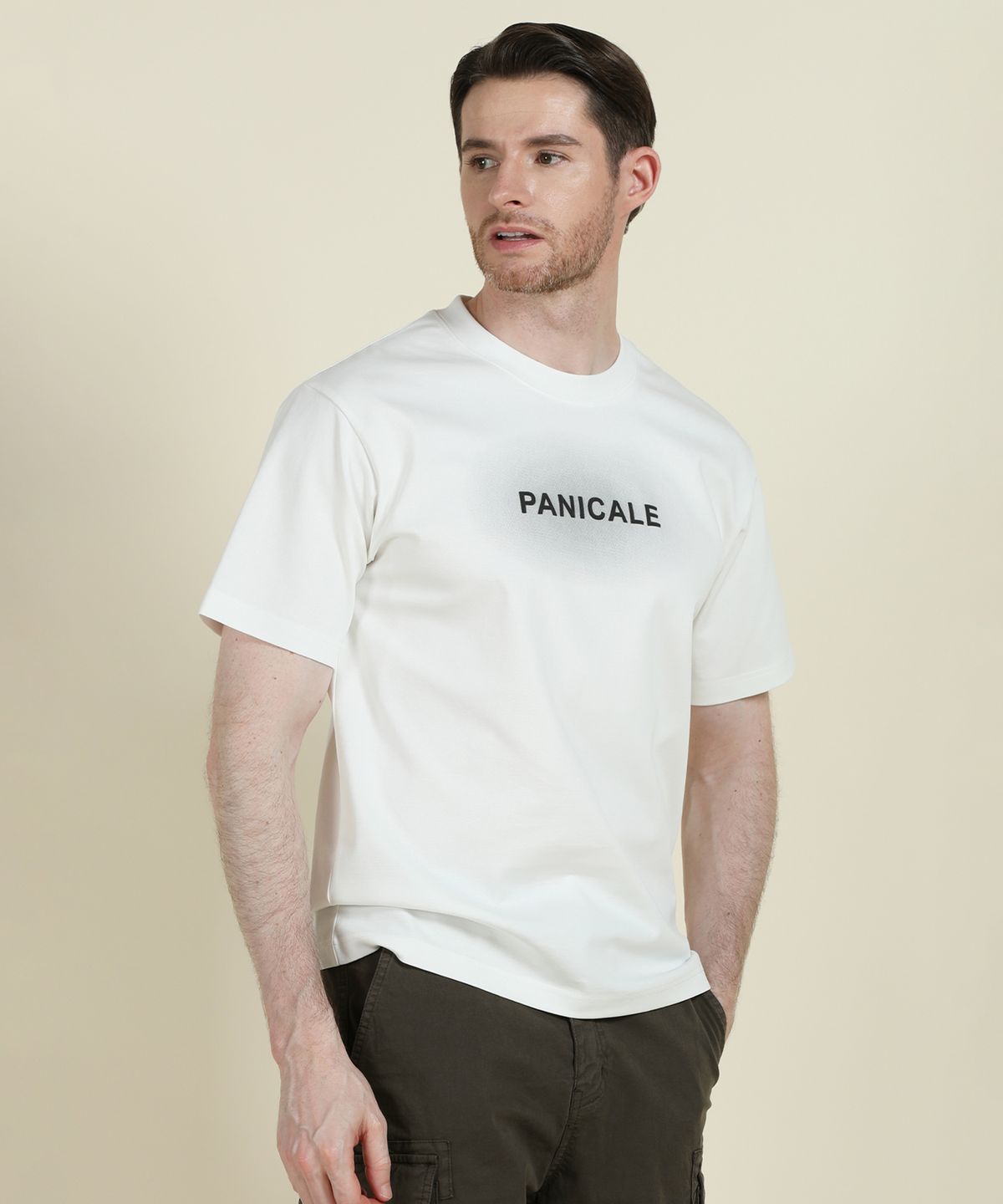 빠니깔레(PANICALE) 화이트 그라데이션 로고 반팔 티셔츠