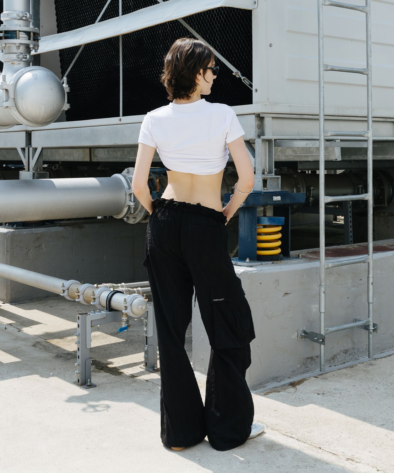 パンツ [THREE TO EIGHTY] LACE ROLLED CARGO PANTS LACE ROLLED CARGO PANTS BLACK - 3/80 THREE TO EIGHTY