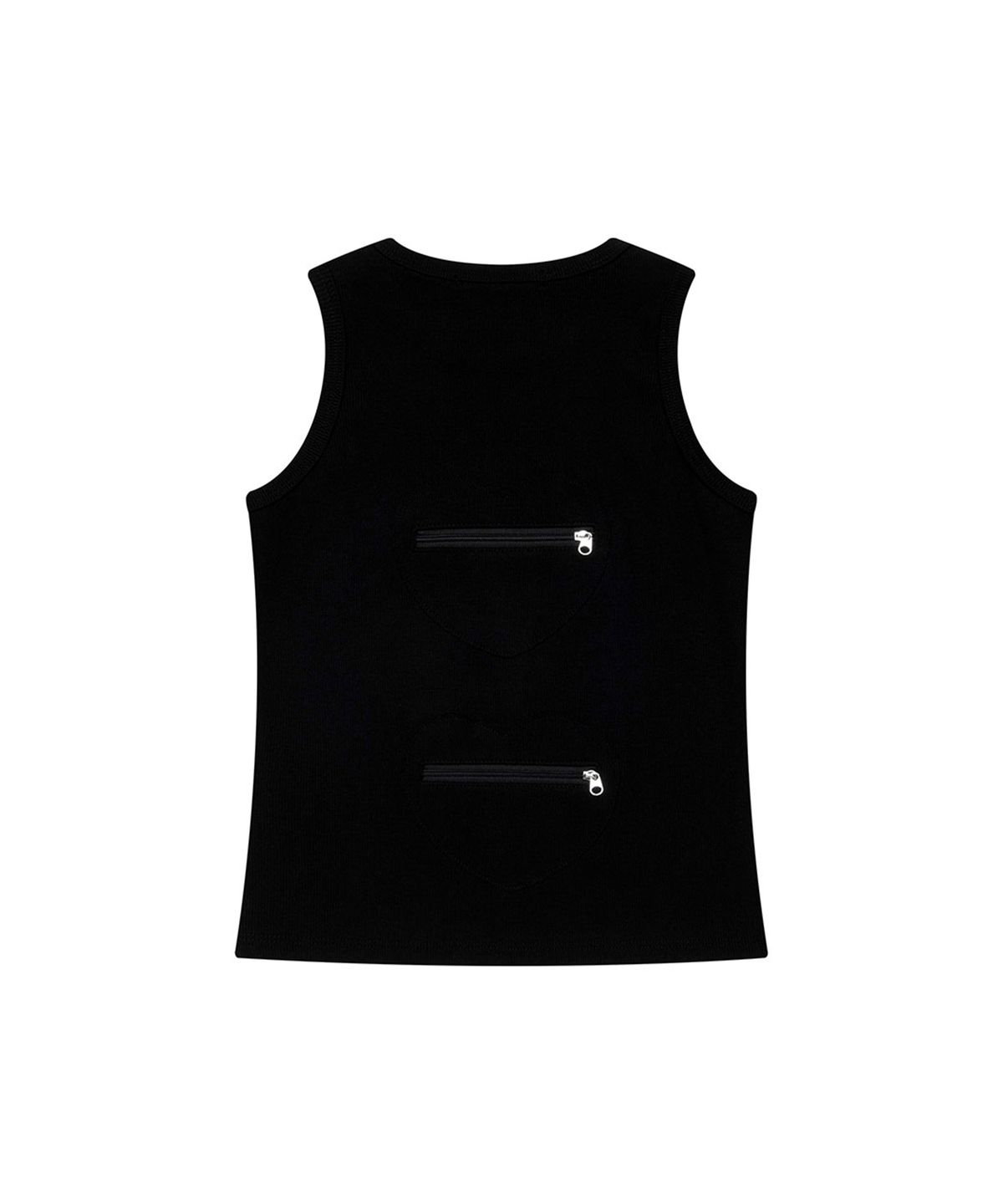 쓰리투에이티(THREE TO EIGHTY) BACK DOUBLE HEART TANK TOP BLACK