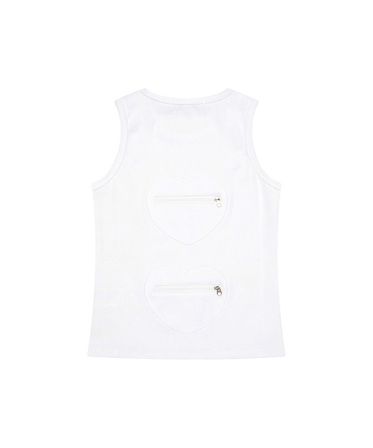 쓰리투에이티(THREE TO EIGHTY) BACK DOUBLE HEART TANK TOP WHITE