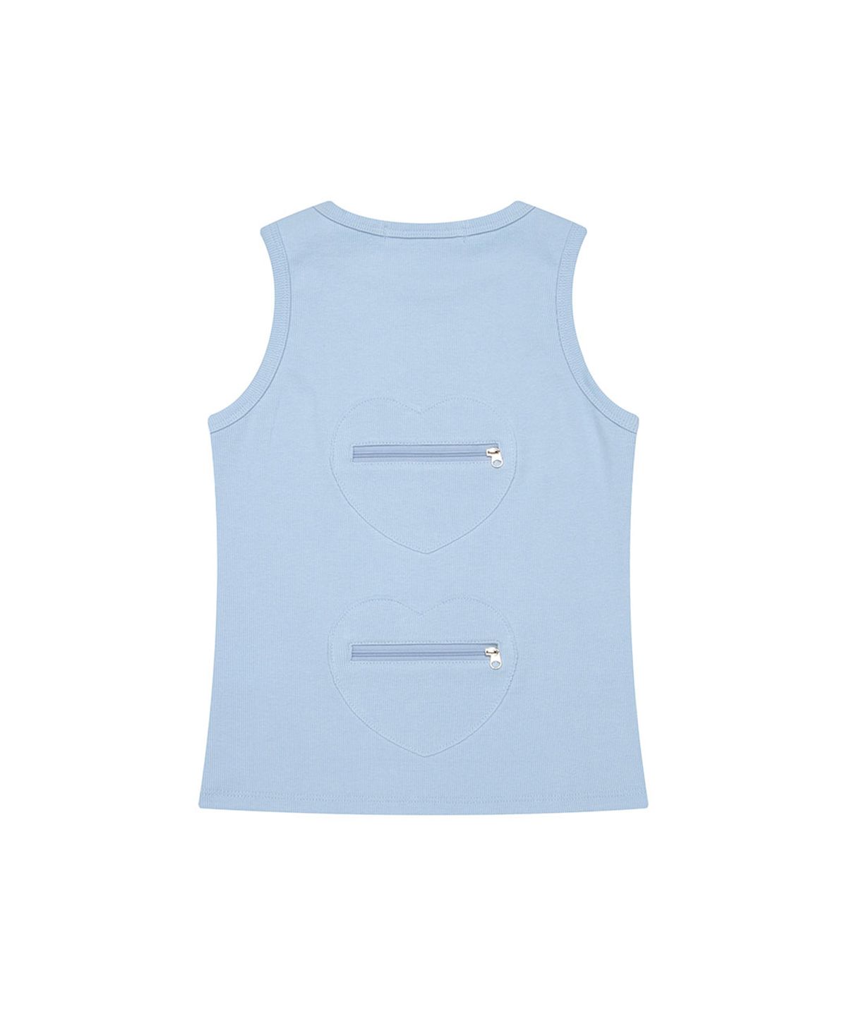 쓰리투에이티(THREE TO EIGHTY) BACK DOUBLE HEART TANK TOP BLUE