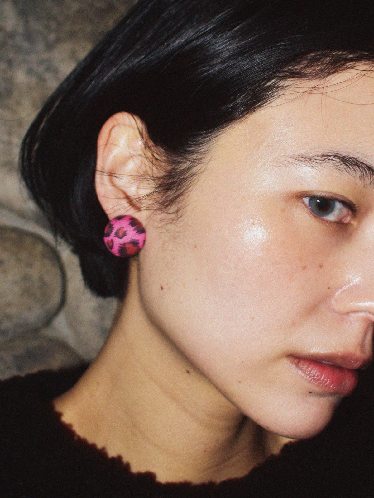 유지떼(USITE) LEOPARD GEMMA EARRING, PINK