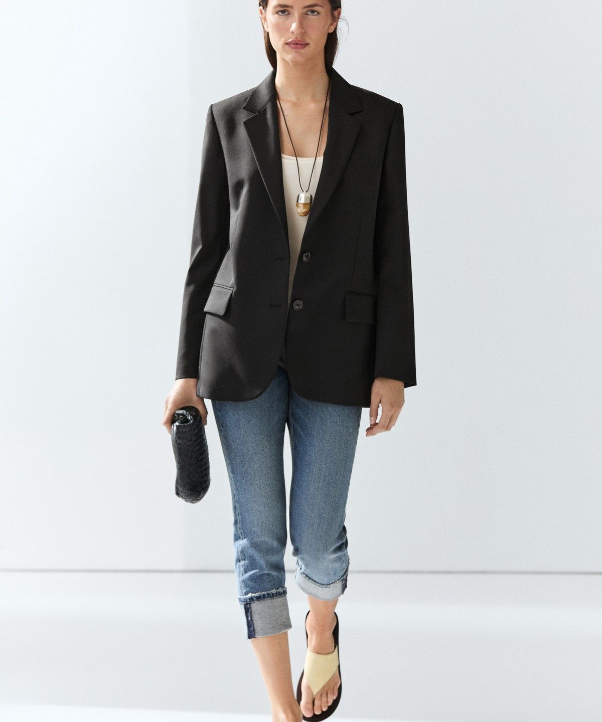 마시모두띠(MASSIMO DUTTI) 100% 엑스트라 파인 울 투 버튼 블레이저