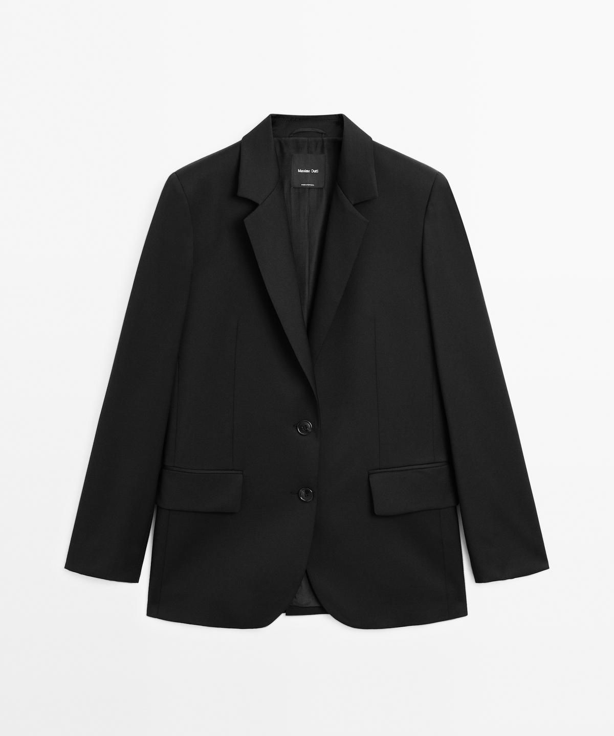 마시모두띠(MASSIMO DUTTI) 100% 엑스트라 파인 울 투 버튼 블레이저