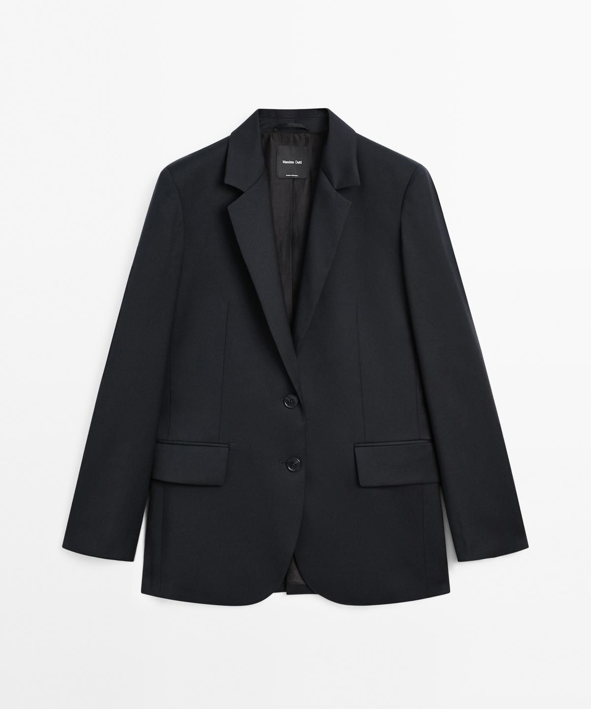 마시모두띠(MASSIMO DUTTI) 100% 엑스트라 파인 울 투 버튼 블레이저